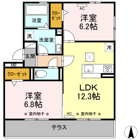 D-room新木曽川 Aの間取り
