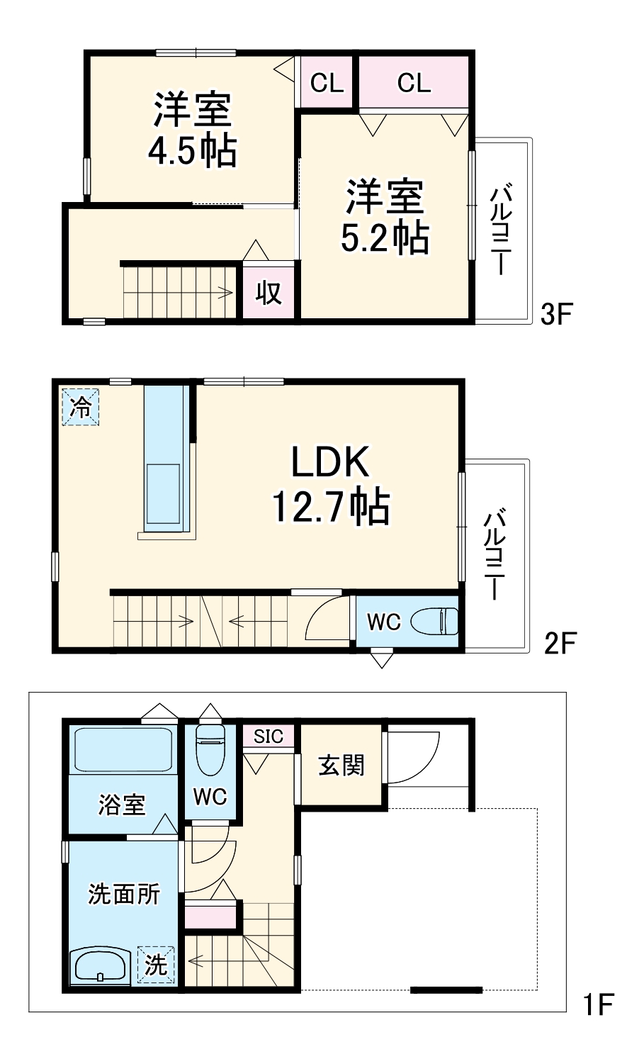 豊中市北条町新築戸建の間取り