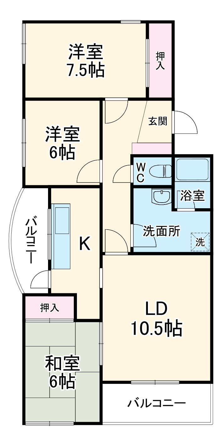 明開ハイツAの間取り