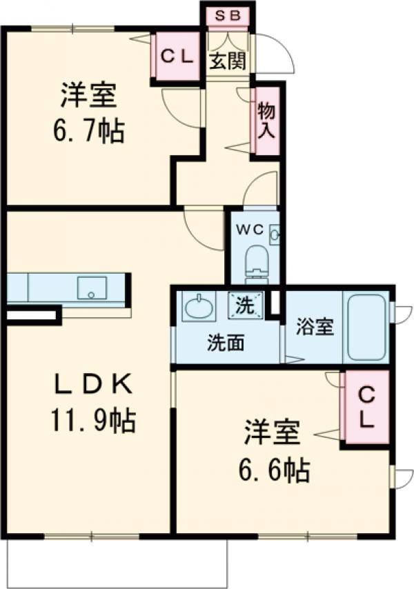 ハープアベニュー鶏冠井の間取り