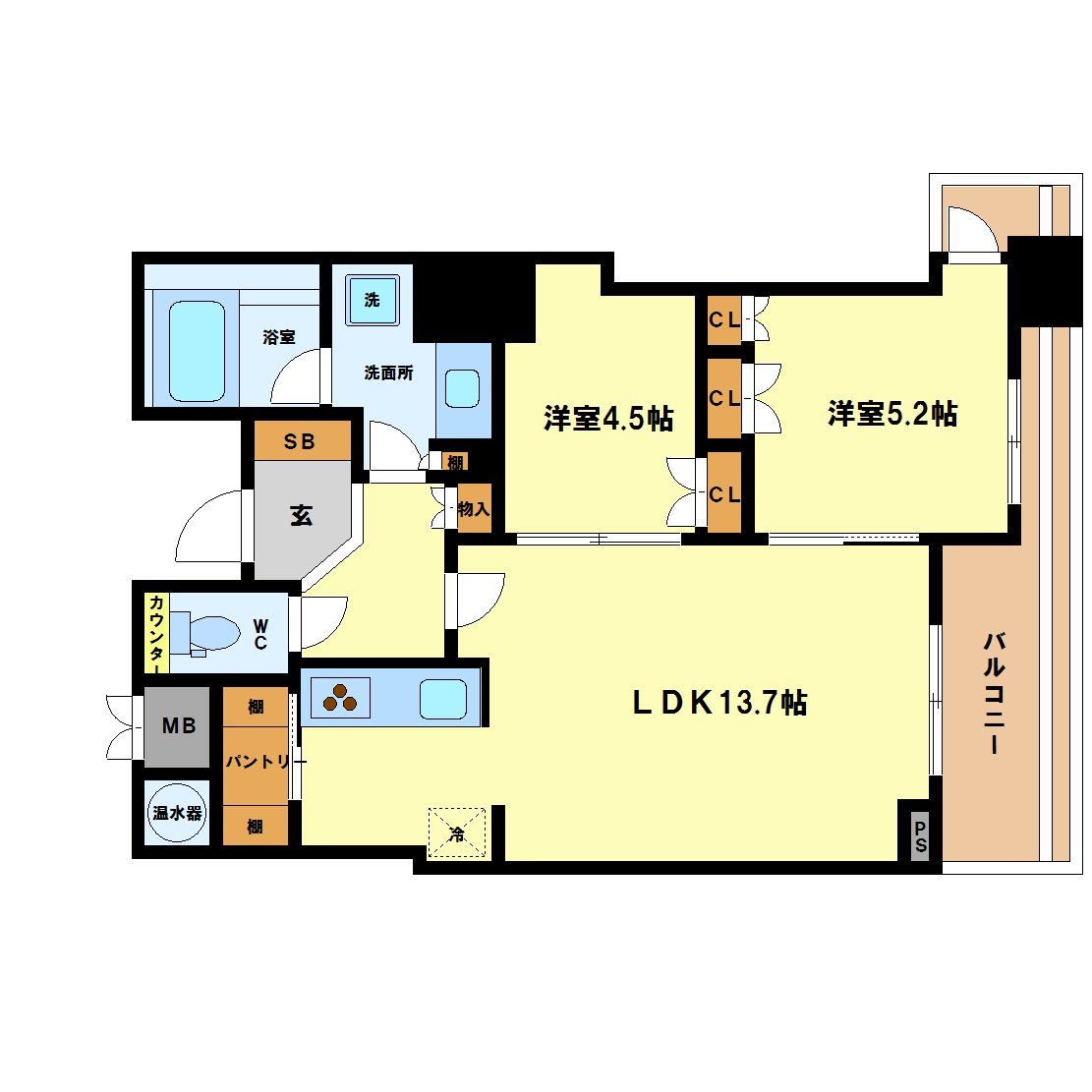 クレヴィアタワー中之島の間取り