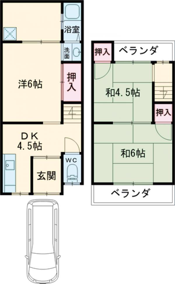 羽束師志水町101-11貸家の間取り