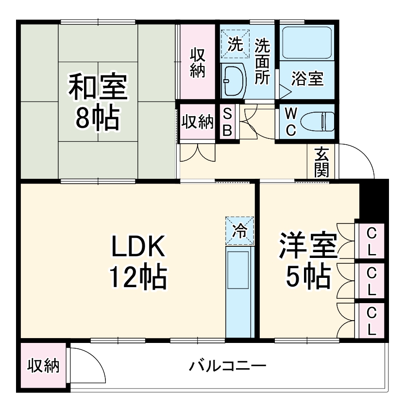 宮前平グリーンハイツ1-A号棟の間取り