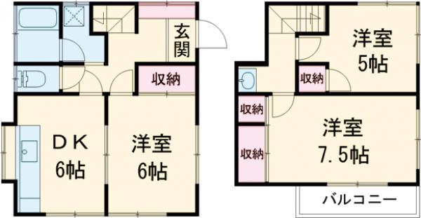 野寺4丁目貸家の間取り