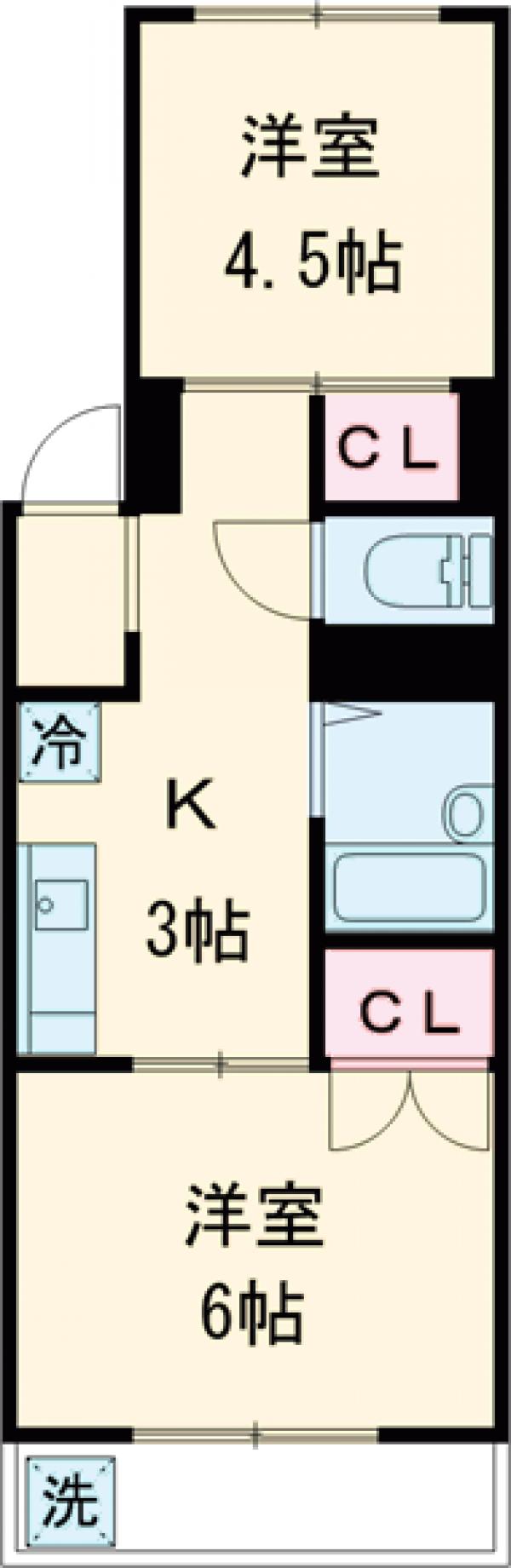 中町の完工年月(1978年6月)築の賃貸マンションの間取り
