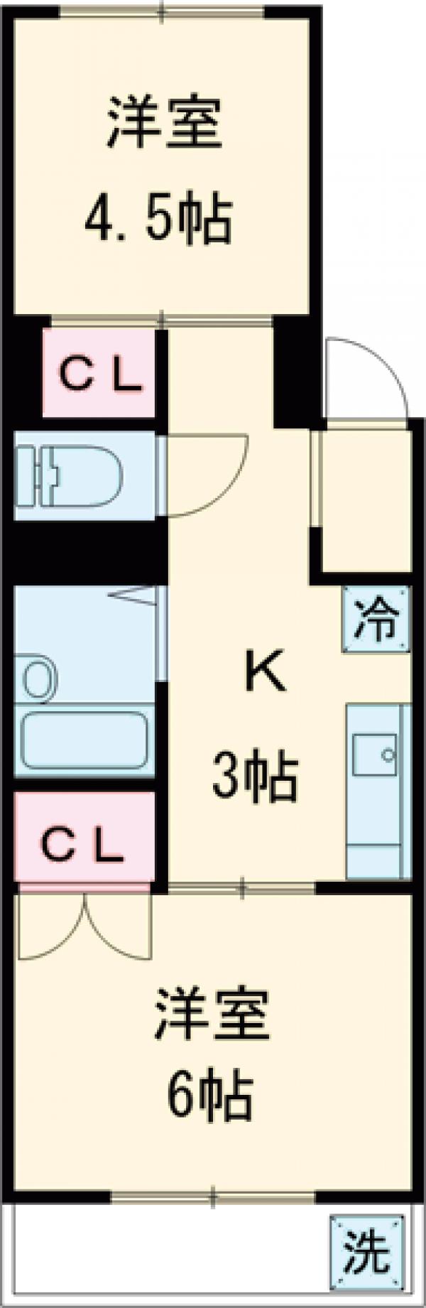 中町の完工年月(1978年6月)築の賃貸マンションの間取り