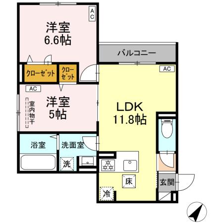 セレスティア細田Bの間取り