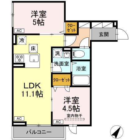 セレスティア細田Bの間取り