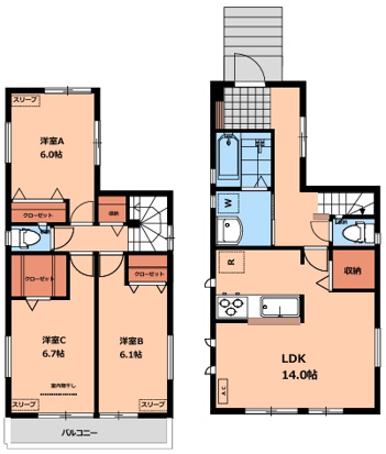 大泉学園町7丁目戸建賃貸住宅の間取り