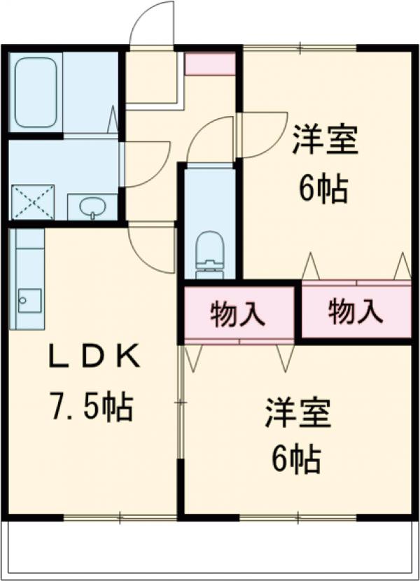 ムゲンハイツ若草Aの間取り