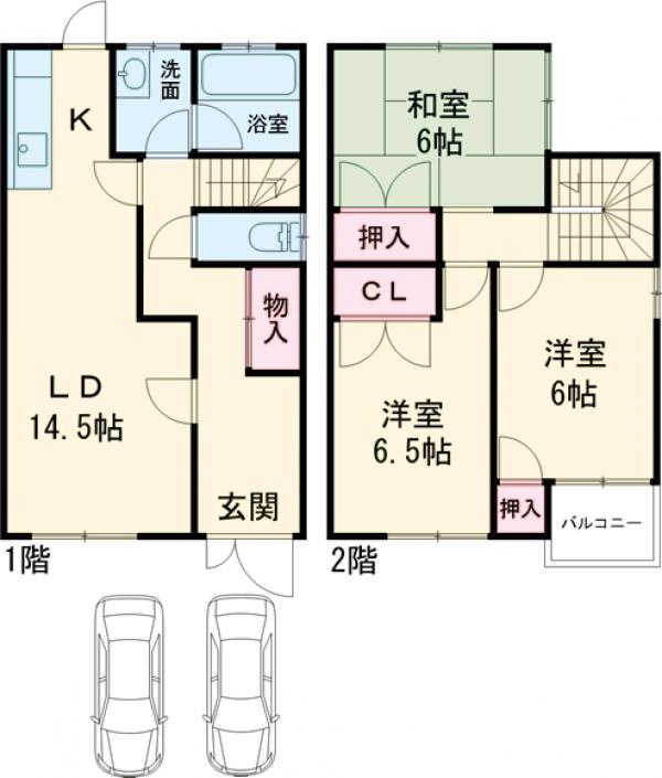 曽我部町南条竹谷貸家の間取り