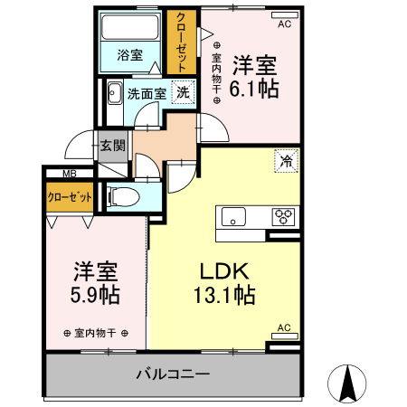 D-room新木曽川 Bの間取り