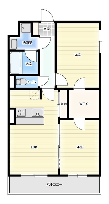 上足洗の完工年月(2026年2月)築の賃貸マンションの間取り