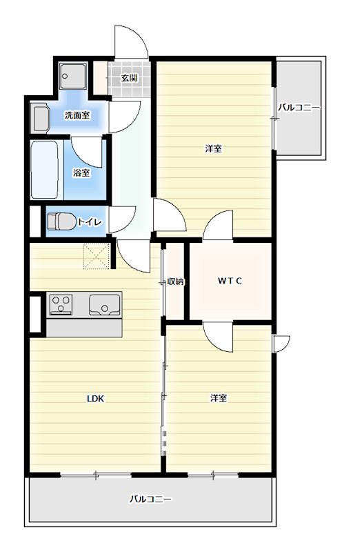 上足洗の完工年月(2026年2月)築の賃貸マンションの間取り