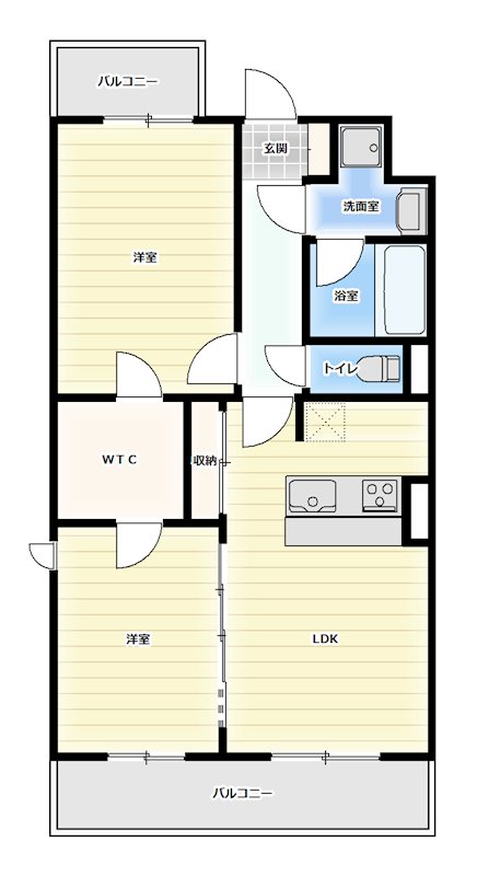 上足洗の完工年月(2026年2月)築の賃貸マンションの間取り
