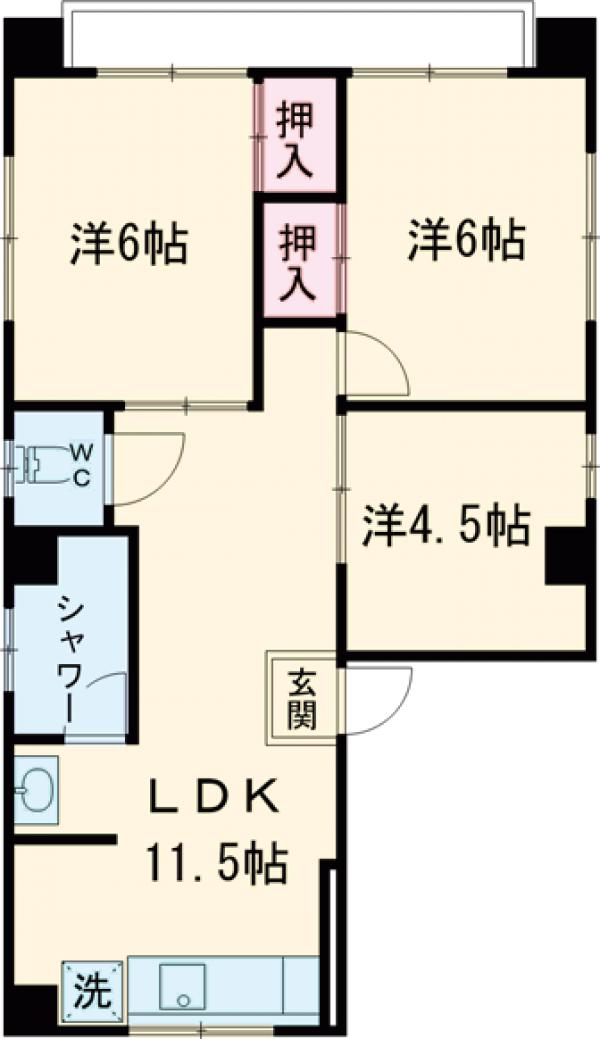 錦糸の完工年月(1975年6月)築の賃貸マンションの間取り