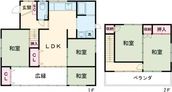 山之神戸建の間取り