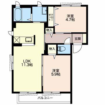 ダンク紺屋の間取り