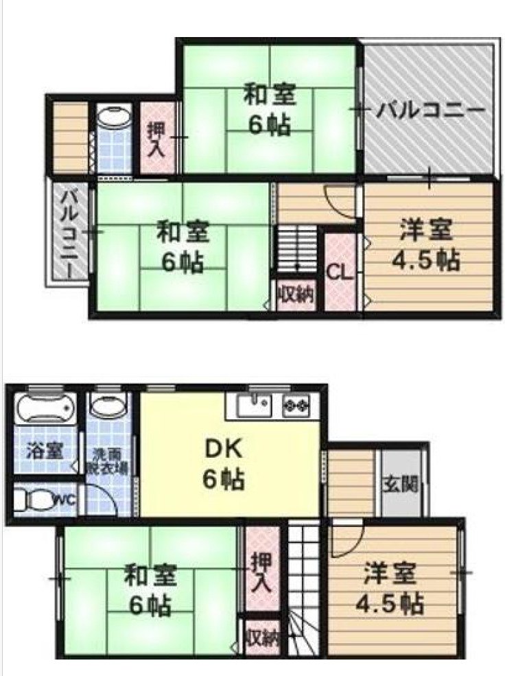 大原野東野町貸家の間取り