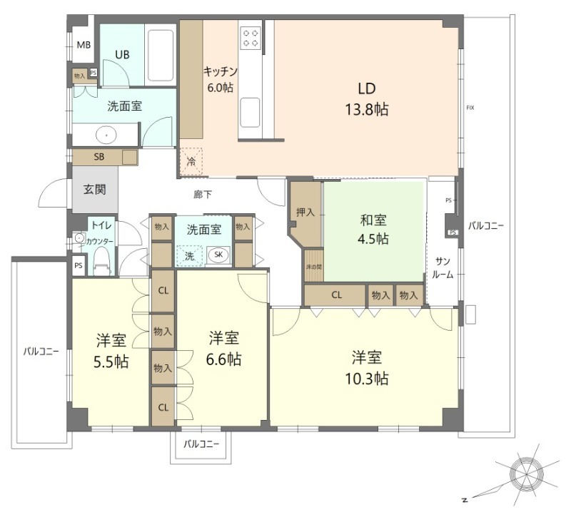 アトリウム白鷺の間取り