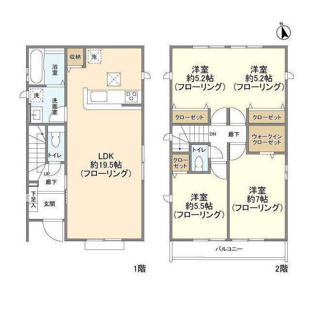 千城台東の完工年月(2022年11月)築の賃貸一戸建ての間取り