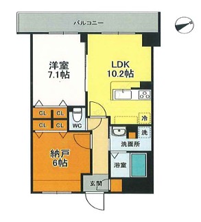 大崎の完工年月（2025年10月）築の賃貸マンションの間取り