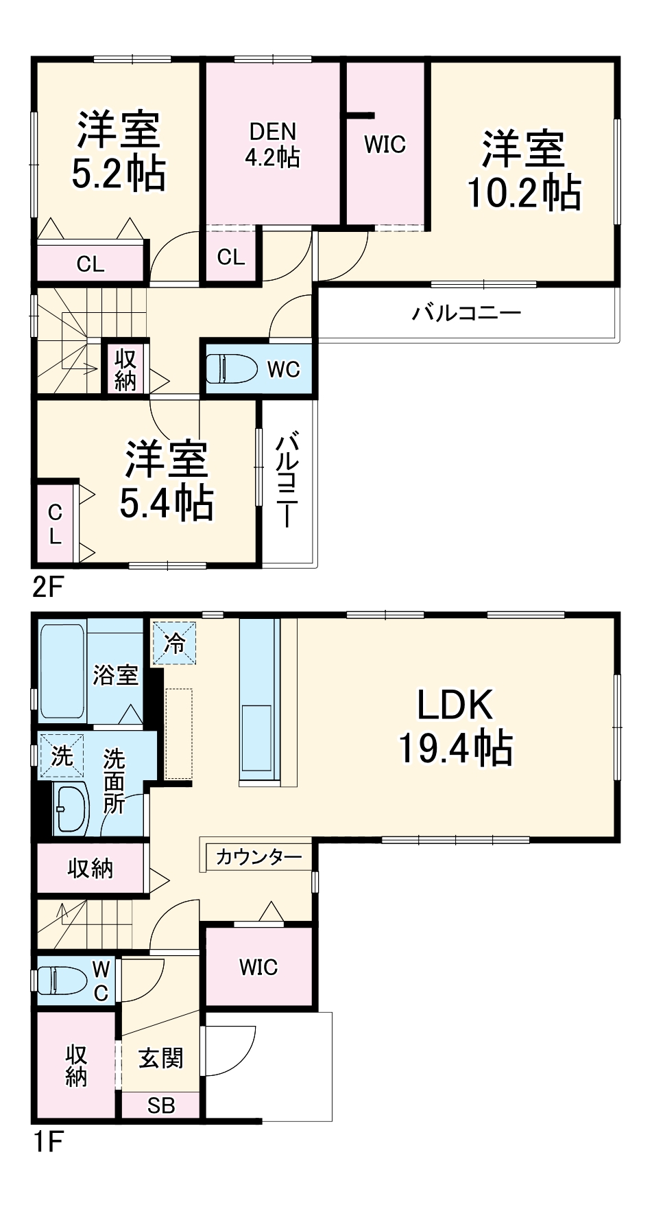 川越市小仙波町2丁目B棟の間取り