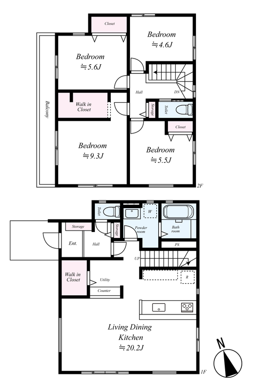 川越市小仙波町2丁目C棟の間取り