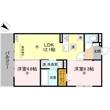GRAMM桂北滝川B棟の間取り