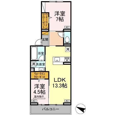D-ROOM弁天Ⅳの間取り