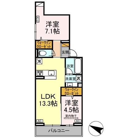 D-ROOM弁天Ⅳの間取り