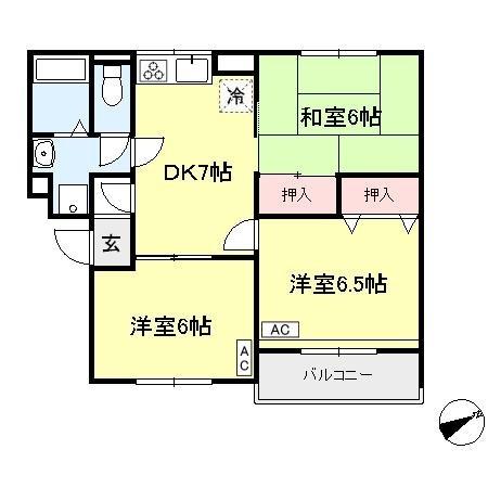 砂川町の完工年月(1992年3月)築の賃貸マンションの間取り