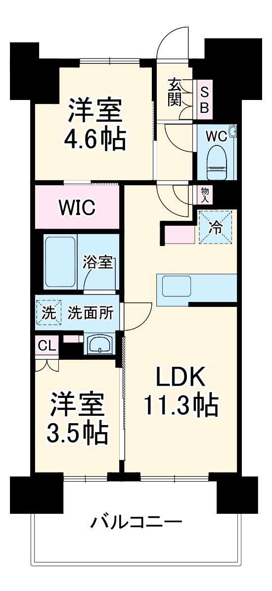 プレシス相模原レジデンス・1406号室の間取り