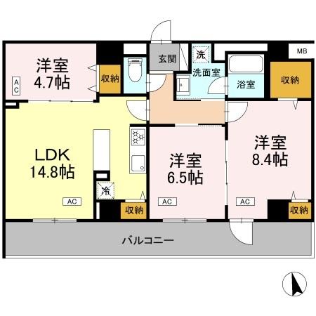 カスタリア西船橋Ⅱの間取り