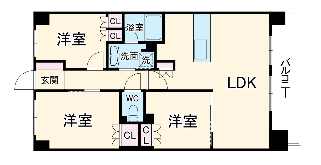 小曽根の完工年月(2019年3月)築の賃貸マンションの間取り