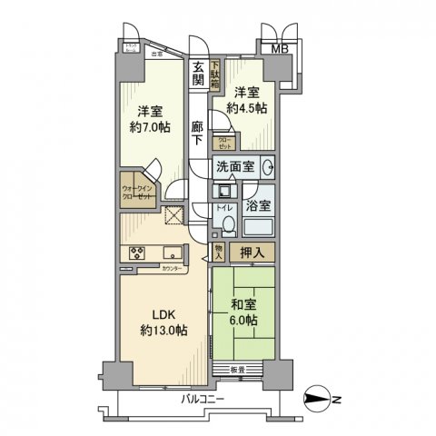 曙町の完工年月(1999年2月)築の賃貸マンションの間取り