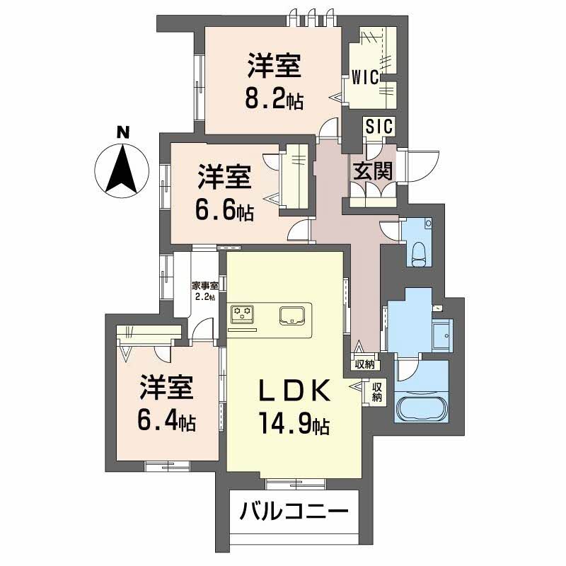 東草深町の完工年月(2026年3月)築の賃貸マンションの間取り