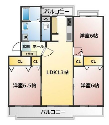 VILLAGE森の里 E号棟の間取り