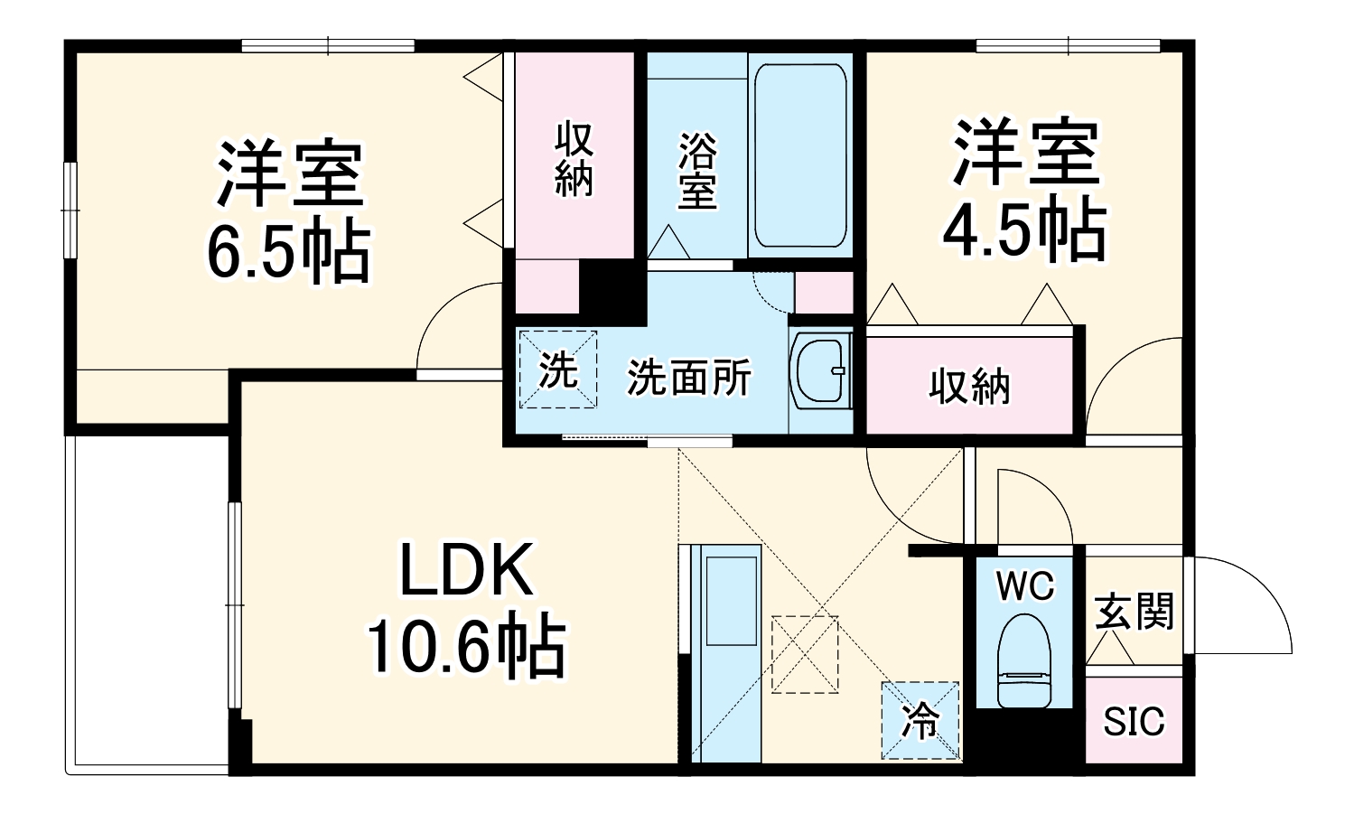泥亀の完工年月(2026年3月)築の賃貸マンションの間取り