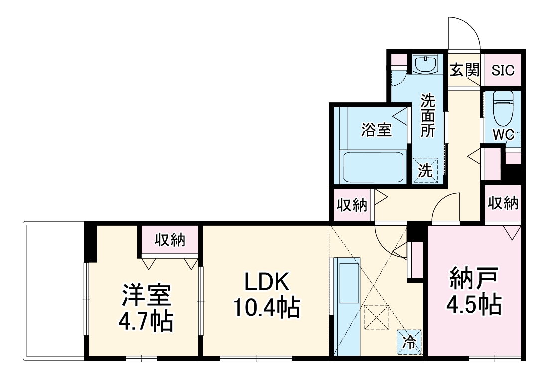 泥亀の完工年月(2026年3月)築の賃貸マンションの間取り