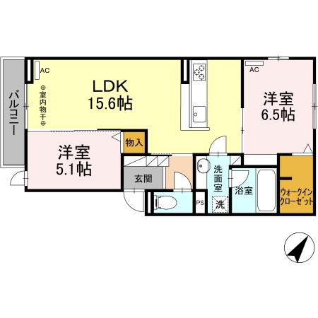 宮竹の完工年月(2024年3月)築の賃貸アパートの間取り