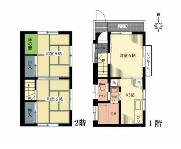 大岡山の完工年月(1982年7月)築の賃貸一戸建ての間取り