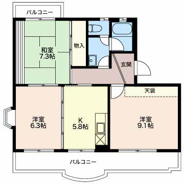 コーポラス時田Aの間取り