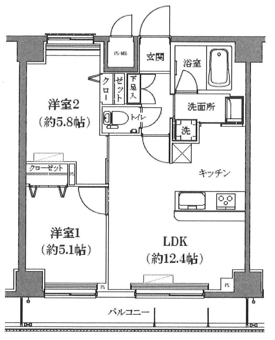 亀沢の完工年月(2014年8月)築の賃貸マンションの間取り