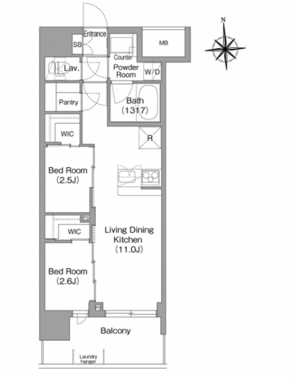 コンフォリア・リヴ淡路町一丁目の間取り