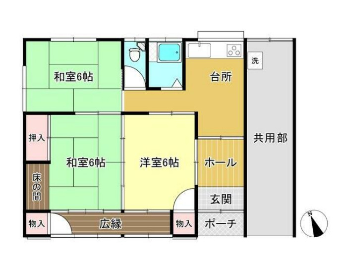 下恩田貸アパート 西棟の間取り
