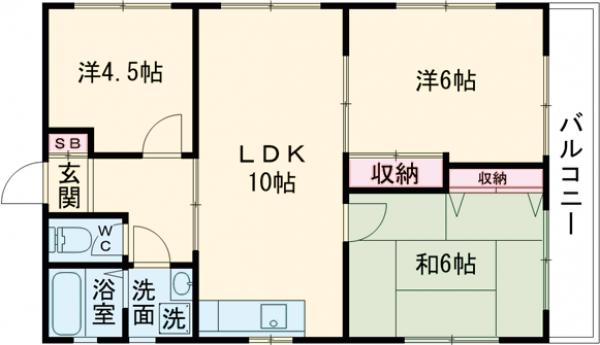 フラット三輪の間取り