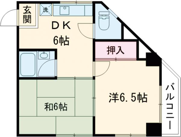 幸町の完工年月(1991年4月)築の賃貸マンションの間取り