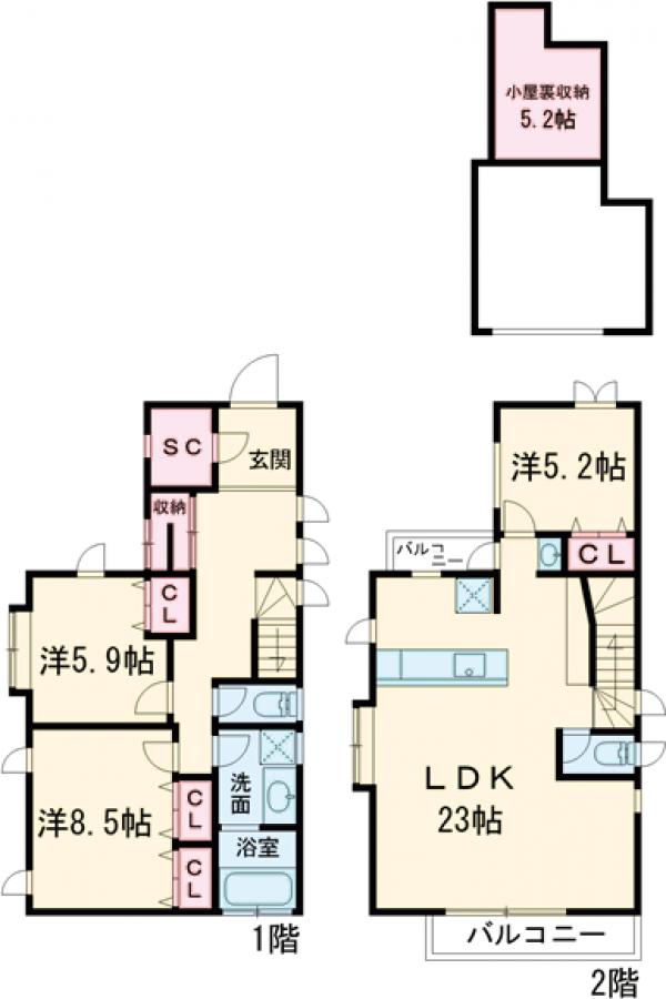 上用賀戸建の間取り