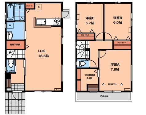 北烏山6丁目20戸建賃貸住宅1号棟の間取り